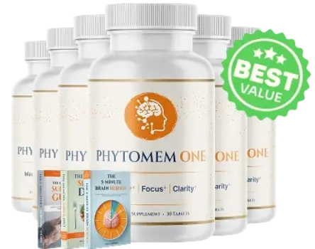 Phytomem One six-bottle set shown with three included guide books