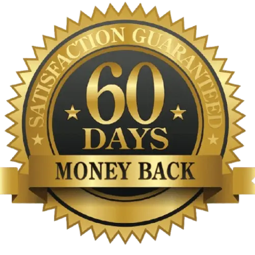 Seal stating a 60-day refund policy applies to this purchase